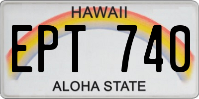 HI license plate EPT740