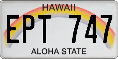 HI license plate EPT747