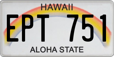 HI license plate EPT751