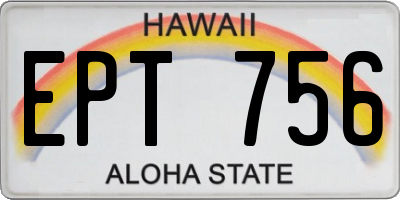 HI license plate EPT756
