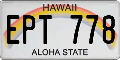 HI license plate EPT778