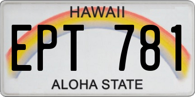 HI license plate EPT781
