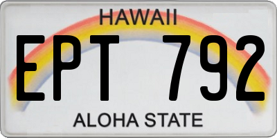 HI license plate EPT792