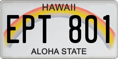 HI license plate EPT801