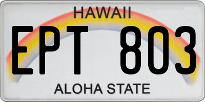 HI license plate EPT803
