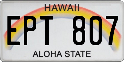 HI license plate EPT807
