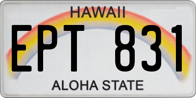 HI license plate EPT831