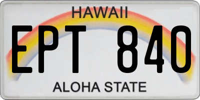 HI license plate EPT840