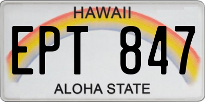HI license plate EPT847