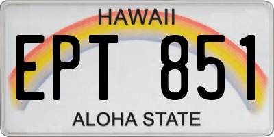 HI license plate EPT851
