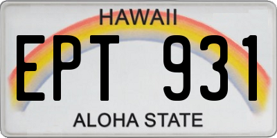 HI license plate EPT931