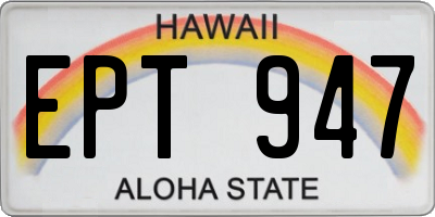 HI license plate EPT947
