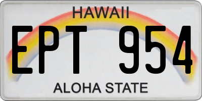 HI license plate EPT954