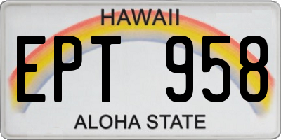 HI license plate EPT958