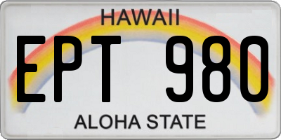HI license plate EPT980
