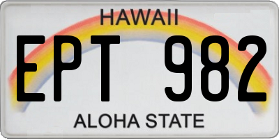HI license plate EPT982