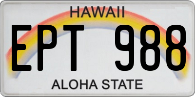 HI license plate EPT988