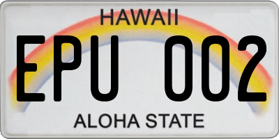 HI license plate EPU002