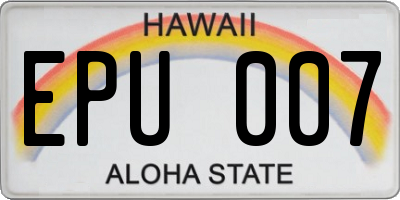 HI license plate EPU007