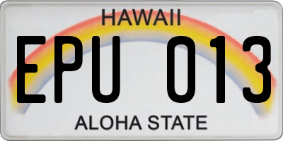 HI license plate EPU013