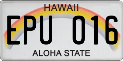 HI license plate EPU016