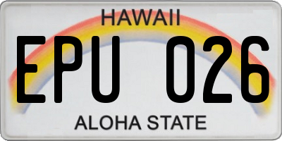 HI license plate EPU026