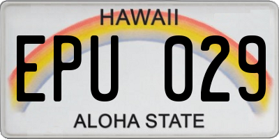 HI license plate EPU029