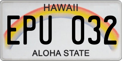 HI license plate EPU032