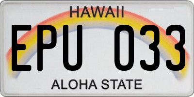 HI license plate EPU033