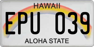 HI license plate EPU039