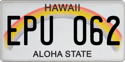 HI license plate EPU062