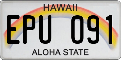 HI license plate EPU091