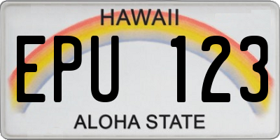 HI license plate EPU123