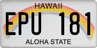 HI license plate EPU181