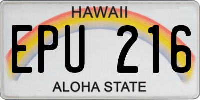 HI license plate EPU216