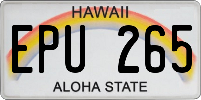 HI license plate EPU265