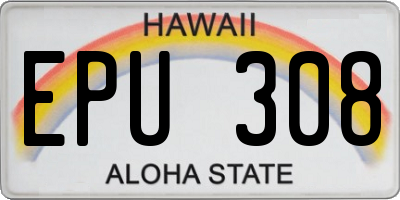 HI license plate EPU308
