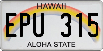 HI license plate EPU315