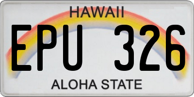 HI license plate EPU326