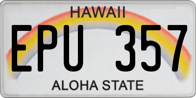 HI license plate EPU357