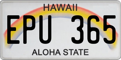 HI license plate EPU365