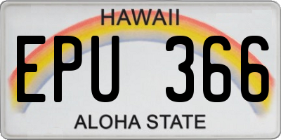 HI license plate EPU366
