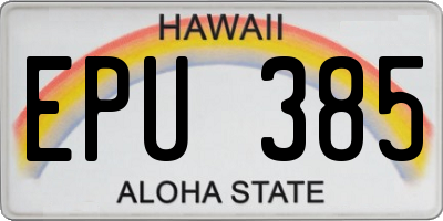 HI license plate EPU385