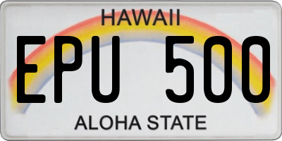 HI license plate EPU500