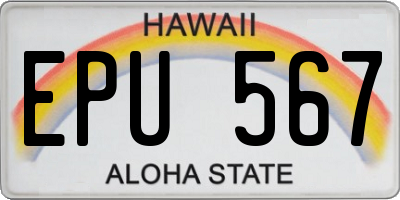 HI license plate EPU567