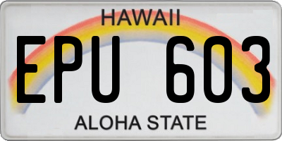 HI license plate EPU603