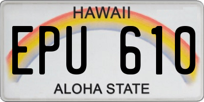 HI license plate EPU610