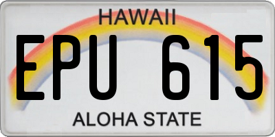 HI license plate EPU615