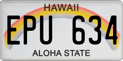 HI license plate EPU634