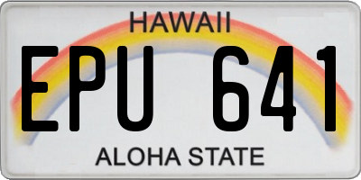HI license plate EPU641